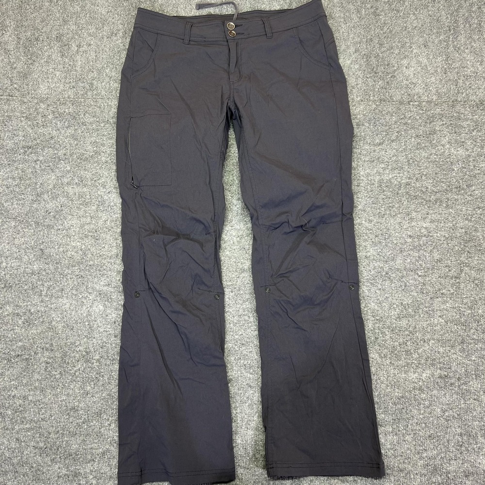 PrAna Pants Womens 12 Gray Cargo Straight Leg Stretch Nylon Hiking Pockets